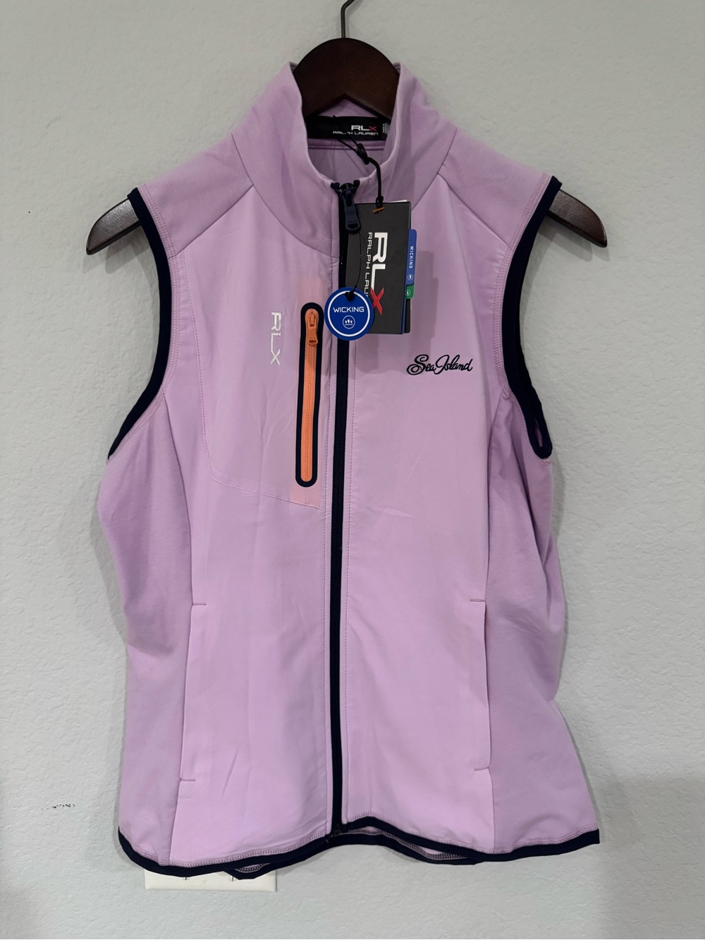 RLX Ralph Lauren Tech Terry Full Zip Pink Golf Vest Womens Size Small MSRP $168